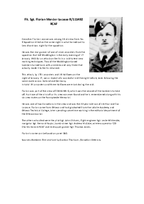 A preview of a PDF biography for Lacasse, Florian Mercier